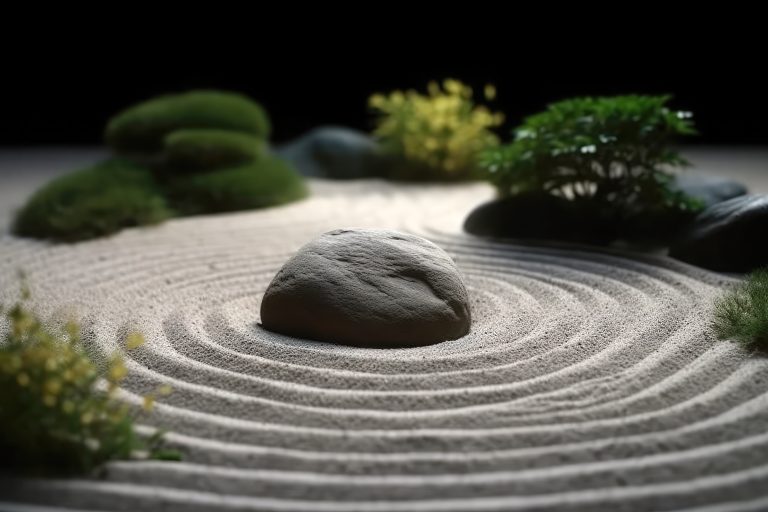 zen stones garden meditation with dark background ai generative 1